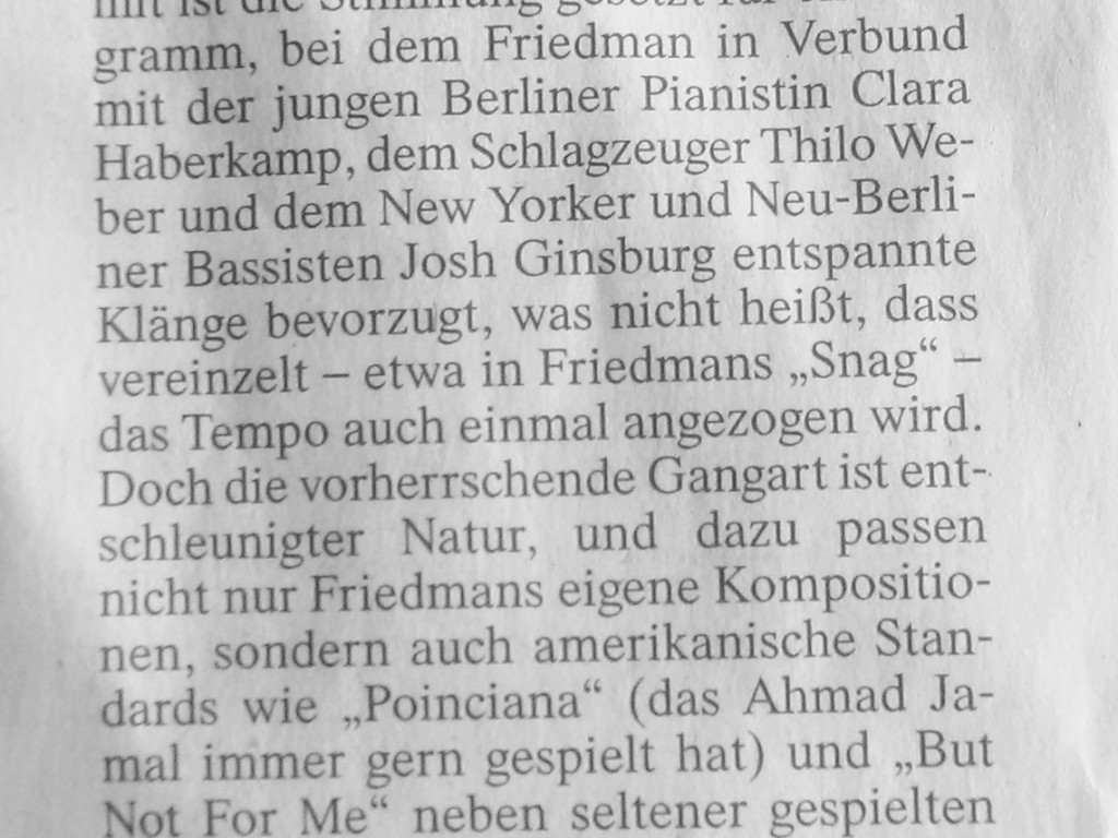 David Friedman generations Quartet Frankfurter Allgemeine Zeitung review Flight